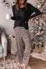 Long Sleeve Top and Leopard Print Pants Lounge Set - Leopard - S