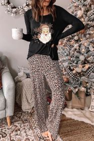 Long Sleeve Top and Leopard Print Pants Lounge Set - Leopard1 - L