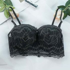 Bra Women Plump Girls Thin Push Up Underwear Breast Holding Adjustable Sports Bra - 85C - Black