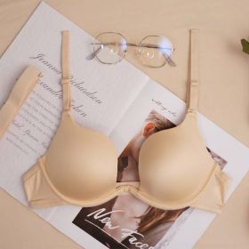 Bra Small Breasts Lady Thin Sexy Gather Comfortably Underwear with Steel Ring Big Chest Show Small - 75B - Yellow