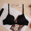 Bra Small Breasts Lady Thin Sexy Gather Comfortably Underwear with Steel Ring Big Chest Show Small - 70B - Black
