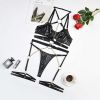 Spring Women Clothing Fabric Leather Sexy Halter Underwear Four Piece Set Or Five Piece Set - S - Black