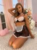 Lace Mesh Stitching Design Perspective Sexy Maid Uniform Sexy Suit - S - Black