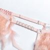 High End Quality Popular Complex Craft Metal Chain Lace Feather Lace Eyelash Underwear Four Piece Set Five Piece Set - S - Pink