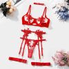 Embroidery Water Soluble Floral Girl Clothing Mesh See through Sexy High End Underwear Bra Set - S - Black