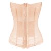 Women's Boned Lingerie Bridal Underbust Corset Top Low Back Waist Belt, Beige - Default