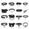 Harajuku Chocker Sexy Heart Lock Key Rivets Black Goth Punk Chokers Gothic Choker Necklace for Women Hip Hop Bondage Cosplay - cn0413p01
