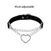 Harajuku Chocker Sexy Heart Lock Key Rivets Black Goth Punk Chokers Gothic Choker Necklace for Women Hip Hop Bondage Cosplay - Lock Key Chain
