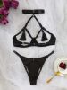 Sexy Lingerie Body Shaping Sexy Halter Tassel Seduction Underwear Set - S - Black