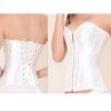 Women Jacquard Bridal Corset Top Boned Lace-Up Overbust Bustier Lingerie, White - Default