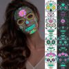 4 Sheets Halloween Temporary Tattoos Glow In Dark, Waterproof Tattoo Stickers - Q1