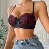 Sexy Underwear Lace Edge Push Up Breathable Upper Support Adjustable Bra - 70B - Black