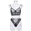 Lingerie Sexy Underwear Mesh Sexy See through Boning Corset Slim Strap Drilling Suit - S - Magenta