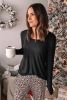 Long Sleeve Top and Leopard Print Pants Lounge Set - Leopard - S