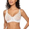 Plus Size Madam Bras Lace Sheer Unpadds Bra See Through Sexy Lingerie Underwear - Beige - 34/75