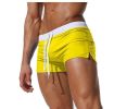 Men's Beach Swimming Trunks Boxer Brief Swimsuit Swim Underwear Boardshorts with Pocket - Green - M