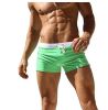 Men's Beach Swimming Trunks Boxer Brief Swimsuit Swim Underwear Boardshorts with Pocket - Green - M