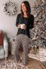 Long Sleeve Top and Leopard Print Pants Lounge Set - Leopard - S