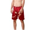 Men Imitation Silk Dragon Print Short Pants Pajama - Blue - XS