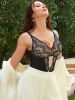 Contrast Lace Shaping Bodysuit, V Neck Sleeveless Slimming Body Shaper, Women's Underwear & Shapewear - Black - L(8/10)