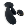 Remote Clit & G-Spot Vibrator; Dual-Ended Dildo - Black - medical grade silicone, abs