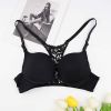 Comfortable Underwear Beautiful Back Front Buckle Adjustable Shoulder Strap Sexy Temptation Bra - 70B - Black