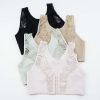 bralette French Lace Thin Gathering Bra Front Buckle Without Steel Ring Underwear Comfortable Breathable Push up Bra - M - Pink