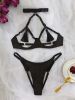 Sexy Lingerie Body Shaping Sexy Halter Tassel Seduction Underwear Set - S - Black