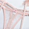 High End Quality Popular Complex Craft Metal Chain Lace Feather Lace Eyelash Underwear Four Piece Set Five Piece Set - S - Pink