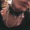 Harajuku Chocker Sexy Heart Lock Key Rivets Black Goth Punk Chokers Gothic Choker Necklace for Women Hip Hop Bondage Cosplay - Lock Key Chain