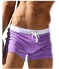 Men's Beach Swimming Trunks Boxer Brief Swimsuit Swim Underwear Boardshorts with Pocket - Purple - M