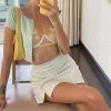 Floral Kiss Summer Women Clothing Little Daisy Embroidery Mesh See through Hollow Out Cutout with Steel Ring Push up Underwear Set - S - Yellow