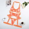 High End Quality Women Clothing Butterfly Embroidery Hollow Out Cutout out See through Sexy Underwear with Steel Ring Five Piece Set - S - Fluorescent
