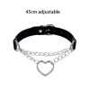 Harajuku Chocker Sexy Heart Lock Key Rivets Black Goth Punk Chokers Gothic Choker Necklace for Women Hip Hop Bondage Cosplay - cn0413p01