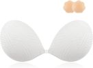 Adhesive Bra Strapless Sticky Invisible Push up Silicone Bra for Backless Dress with Nipple Covers - Snow White - B